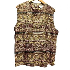 Sara Stephen Vintage Womens Multicolor Granola 100% Silk Sleeveless Blouse Large
